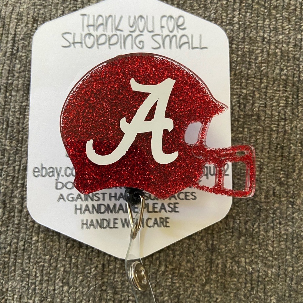 A Football Helmet Retractable Name Badge Reel ID Holder